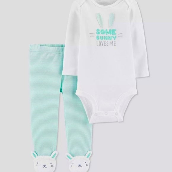 5/$20 NEW 2Pc 6M Boys Carter's SOME BUNNY LOVES ME Outfit - Picture 2 of 5